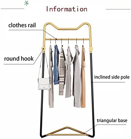 Vestuário rack de metal canto de canto de rack racks racks roupas organizador de roupas independentes de roupas com 2 ganchos