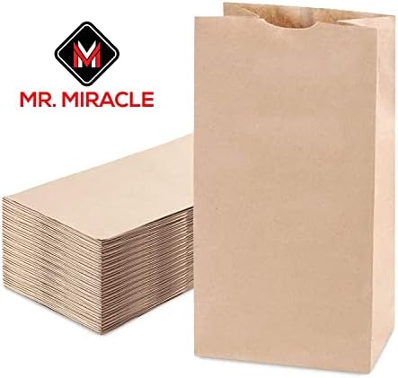 MR MIRACLE 4 lb Kraft Sacos de papel. Pacote de 100. tamanho aberto - 9,75 x 5 x 3,125 polegadas