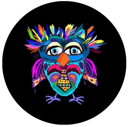 Mouse Pad Animal Series Cool Owl Multicolored Especial Black Rodada 7,87 x 7,87 polegadas