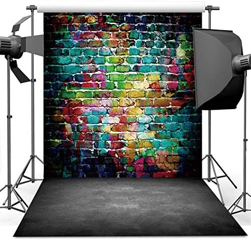 Cenário de fotografia com graffiti dudaacvt, cano de piso de cimento vintage de parede de tijolos coloridos de 10x8 ft para estúdio