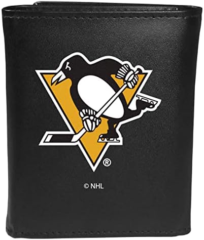 Siskiyou Sports NHL Pittsburgh Penguins Couro Tri dobrável carteira e clipe de dinheiro colorido, preto, tamanho único