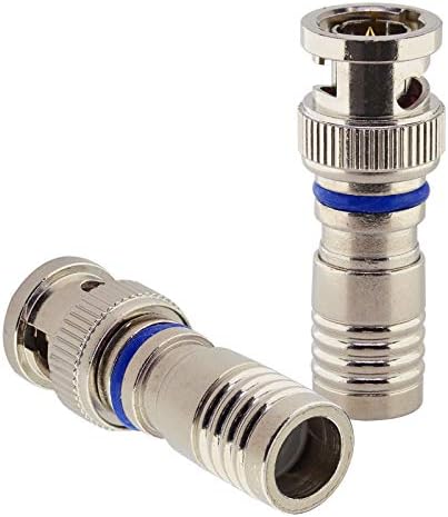 Conector Coaxial de Compressão Masculina Kaunosta BNC - RG6 RG59 Conector de cabo coaxial para câmera de segurança 2PCs