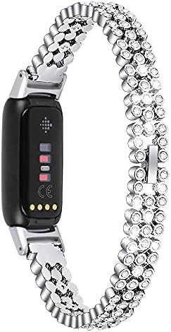 Compatível para Fitbit Luxe Band Bling Mull Men Men Diamond Crystal Stanless Substituição de Metal Substituição para Fitness