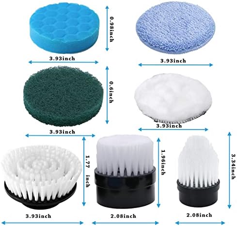 7 Cabeças de escova substituível para lavador de rotação elétrica, cabeça de escova de limpeza de soft para a cozinha do banheiro