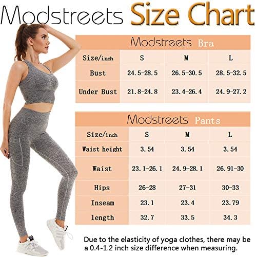 MODSTREETS Roupa de treino feminino Set Sport Bra e Alta Cantura ioga Leggings Leggings com bolsões