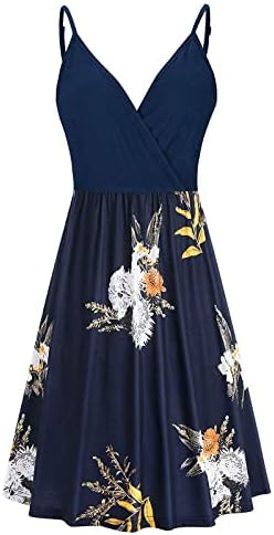 Vestido maxi floral FARRARN, vestido feminino e decote casual de decote em V 2022 de decote em V