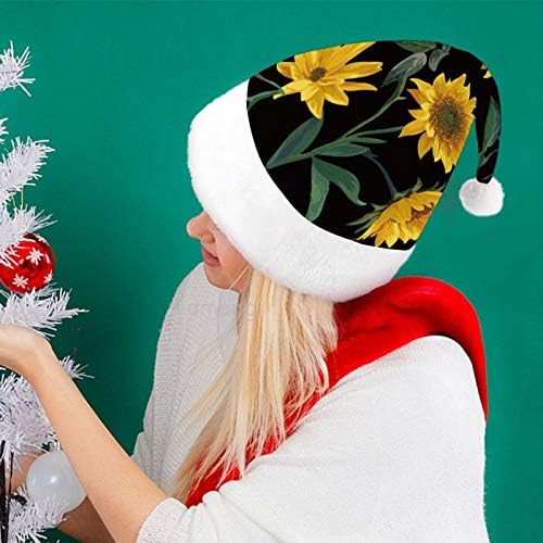 Chapéu de Papai Noel de Natal, Chapéu de férias de Natal de Girassol para Adultos, Unisex Comfort Christmas Hats para