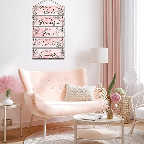 5 peças decoração de parede rosa para meninas floral parede de madeira pendurada na parede arte adolescente mulher decoração de