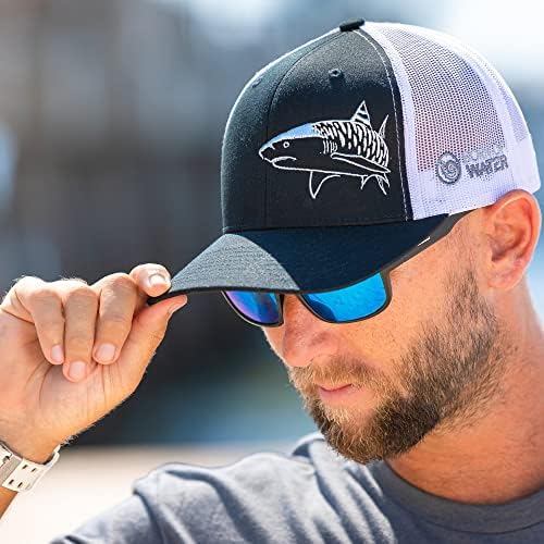 Tiger Shark Scuba Diving Trucker Hat: Mens Snapback ajustável para pesca, espingarda