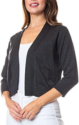 Creative Mimesis Feminino Bolero 3/4 Manga Cardigans Cardigans Cacadeiros Jaquetas Aberta de ombros curtos da frente para vestidos