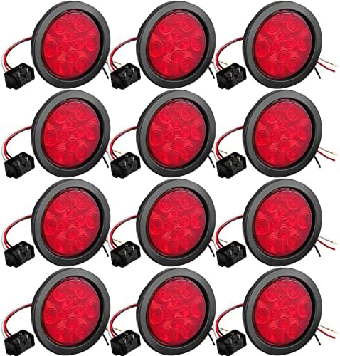 16 PCs 4 polegadas redondo as luzes do reboque da cauda LED, 10 LED LIGHTER LUZES DE LUZES DE BRIA DE BRANÇA DE BRIA DE