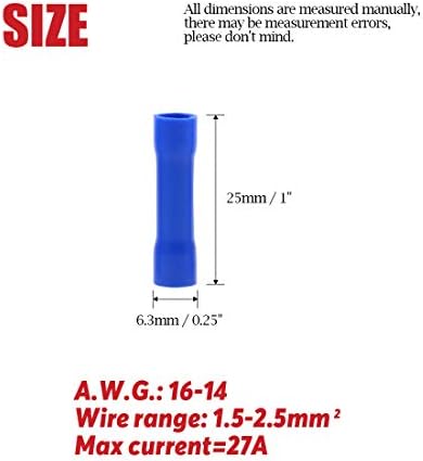 Hilitchi 100pcs 16-14 Medidor Terminais de emenda isolados de buttão conectores de crimpagem de fio elétrico