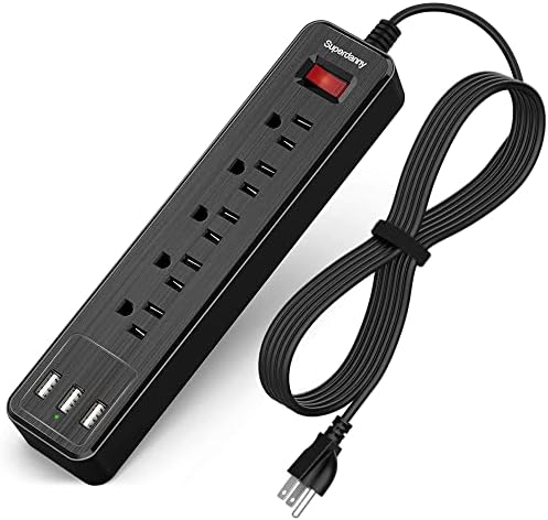 Superdanny 9,8ft Faixa de energia USB Protetor de extensão montada Montável Cabo múltiplo de proteção 5 saída 3 porta USB