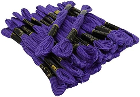 Iba IndianBeautiflart Anchor encalhado com algodão Bordado de fio de fio de fio de 25 skeins-púrpura