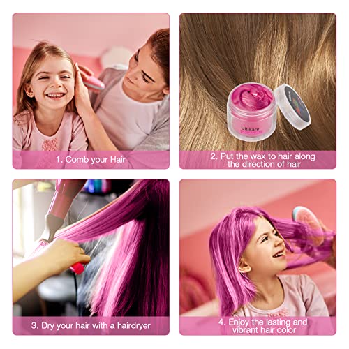 Cor de cabelo temporária para crianças rosa, ultikare Hair Wax cor tinta para cabelos escuros de cabelo de cabelo de