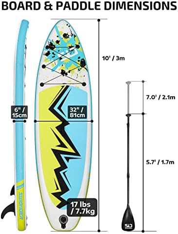 Swonder Inflable Stand Up Paddle Board e 20psi Pacote de bomba elétrica de alta pressão, super estável com acessórios premium