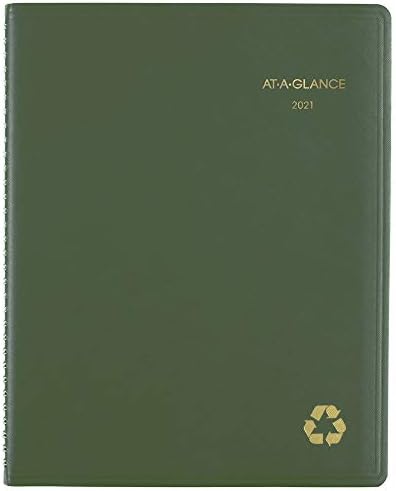 2021 Weekly & Monthly Nosttoming Book & Planner por AT-A-GLANCE, 8-1/4 x 11, grande, reciclado, verde