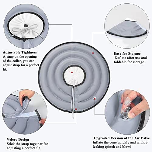 Colar de cone de cachorro babyltrl para após cirurgia, colar de recuperação inflável para animais de estimação para cães e gatos,