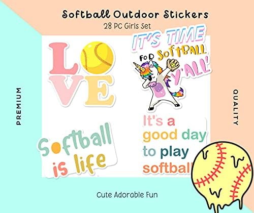 Adesivos de softball ekoi para meninas adolescentes - 28 designs citações divertidas