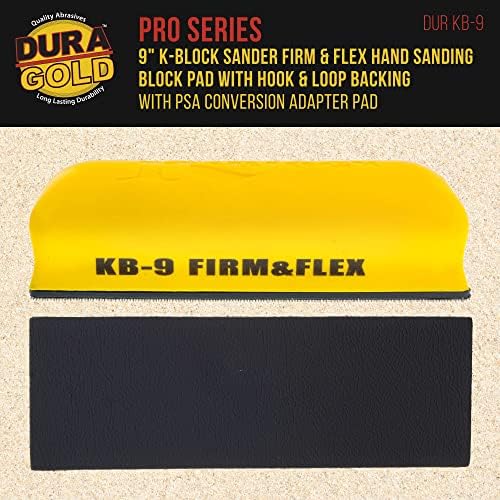 DURA-GOLD PRO Série 9 Larda de K-Block e Flex Hand Landing Block Pad com apoio de gancho e loop e adaptador PSA Pad & 150 Grit Roll,