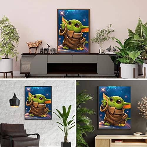 Dpphero Baby Yoda Diamond Painting Kits for Kids, kits de arte de diamante Yoda 5D para iniciantes para adultos, arte de pintura de