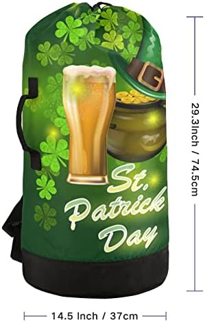 Happy St Patricks Dia do Dia Verde Clover Saco de Rapazes com alças de ombro Lavanderia Backpack Bolsa Fechamento