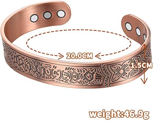 Pulseira de cobre WelMag® 99% para mulheres, alívio da dor da artrite e pulseiras magnéticas do túnel do carpo, pulseira