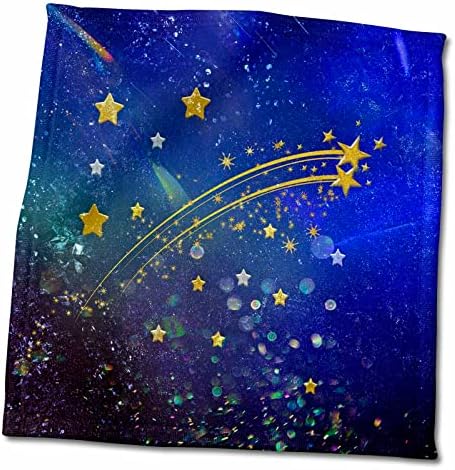Imagem 3drose de estrelas de tiro abstrato de ouro, verde, roxo e azul - toalhas