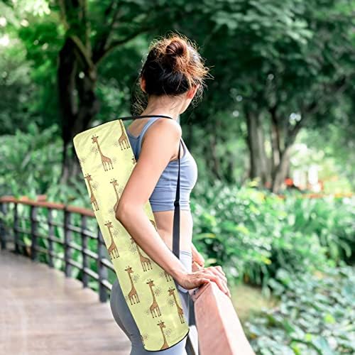 Cartoon Giraffe Yoga Mat Bacs Full-Zip Yoga Carry Bag for Mulher Men, Exercício de ioga transportadora de tapa com cinta