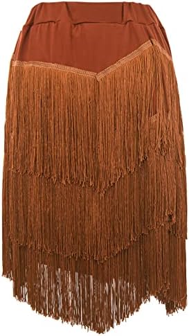 Saias de borla de lantejoulas femininas Rave Fringe Latin Tank Skirt Rumba Dancewear para performance Fantaspume de dança para mulheres