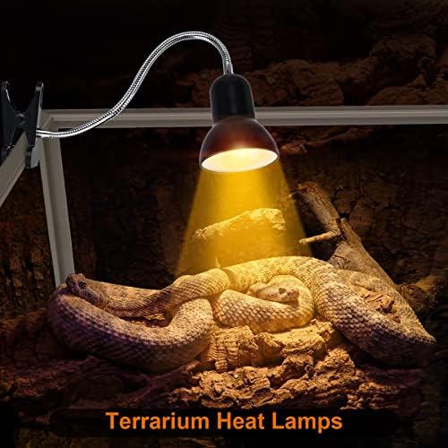 Lâmpada de calor de répteis de Aulaxyee, lâmpada de repária reptile de répteis com clipe rotativo de 360 ​​graus para