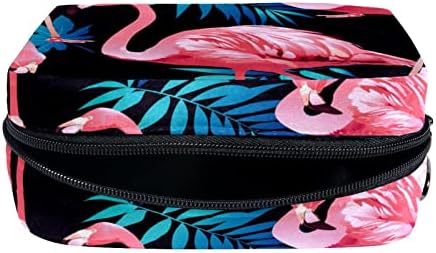 Bolsa de higiene pessoal, bolsa de cosméticos de maquiagem para homens, folhas tropicais de flamingo rosa