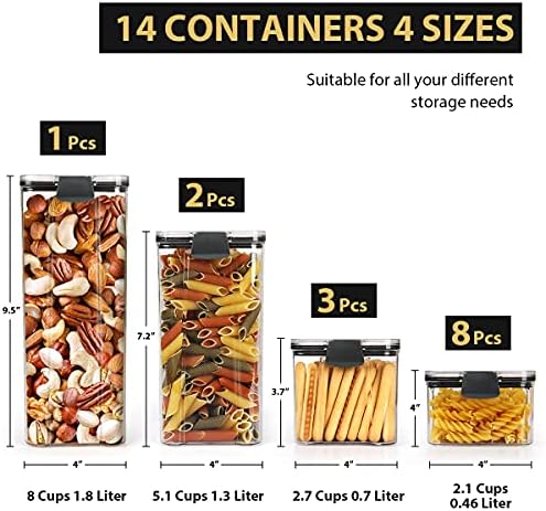 12 Pacote de contêineres de armazenamento de alimentos herméticos, recipientes de cereais de plástico livre de BPA