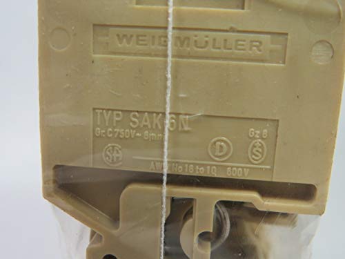 Weidmuller Sak-6n Bloco de 600V de 6mm de 6 mm 8-20aWG Tan/Brown