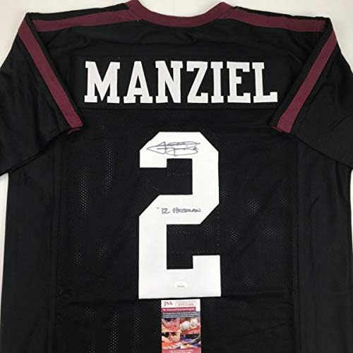 Autografado/assinado Johnny Manziel 12 Heisman Texas A&M Black College Football Jersey JSA COA