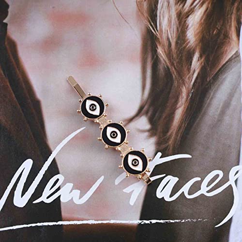 IABEBLE vintage Mal Hairtlip Barrette Metal Eye Hairpins Clipe Boho olho lateral clipe Hairpin Três olho Bobby Pin