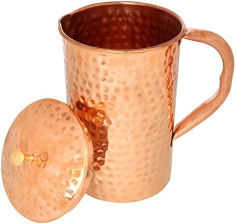 Zap Impex Pure Cobper Hammerd Jug com 2 óculos para os benefícios PARRIMER DO COPPER WATER 1600 ML