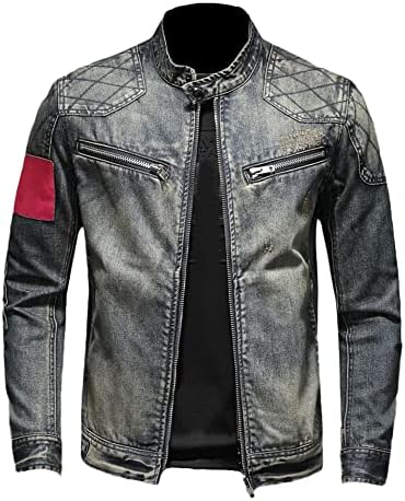 Jaqueta de jeans masculina da primavera e outono Slim Fit Motorcycle Jacket Splice Multi Zipper Men's Wear