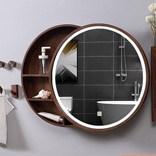 Fifor Led Round Banheiro Mirror Gabinete, armário de espelho deslizante, montagem de superfície, armários de parede
