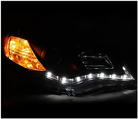 ZMAUTOPARTS LED FATORES FARECTRIPS DE PROJETAMENTO DE BLACK COMPATÍVEL COM 2012-2014 TOYOTA CAMRY