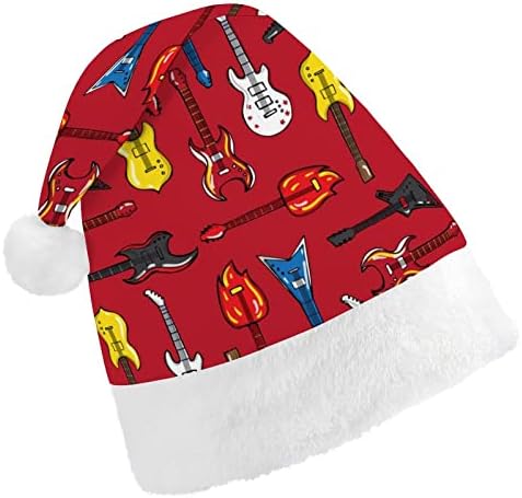 Eu amo guitarras engraçadas chapéu de Natal Papai Noel Chapé