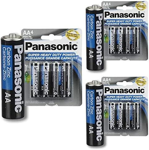 12 PC Panasonic AA-4 Carbon Zinc Super Baterias para serviço pesado Toda a bateria para propósito