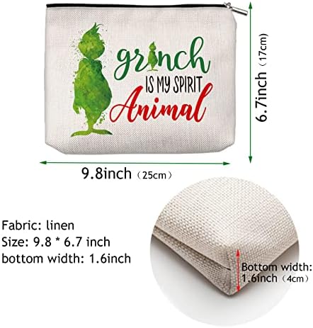 Ouz Grinch é meu animal espiritual - bolsa de maquiagem de monstros verde, presentes de fãs, presentes para mulheres