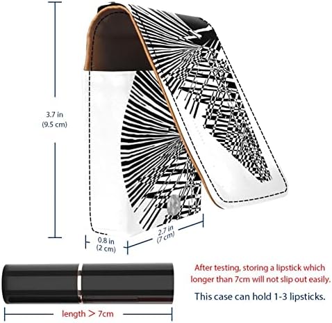 Caixa de batom Oryuekan com espelho bolsa de maquiagem portátil fofa, bolsa cosmética, listras brancas pretas abstratas modernas
