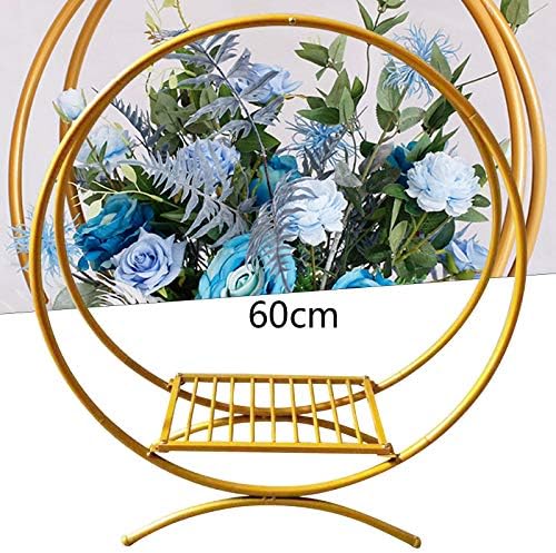 Fichiouy Gold/Silver Round Wedding Bolo Stand para cerimônia, Metal Circle Flowro Arch Arch Cupcake Display Decoração de