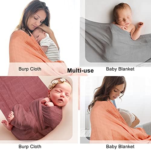 Babekin Muslin Swaddle Cobertors, cobertores de bebê sedosos macios para meninos e meninas, respiráveis ​​e amigas para a pele recebendo