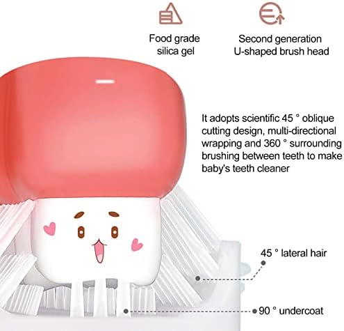 Baby U em forma de escova de dentes para 2-12 anos com 360 ° Cabeças de escova de silicone de 360 ​​° Crianças Ferramentas