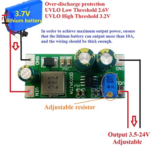 ELETECHSUP 30W DC 3V 3,3V 3,7V a 5V 6V 7,5V 9V 10V 12V 14,8V 24V Placa de conversor de aumento de 24V para bateria de