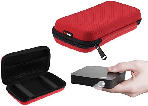 Navitech Red Protective Portable Handheld Pocket Projector de transporte compatível com o I-Dragon LED Mini