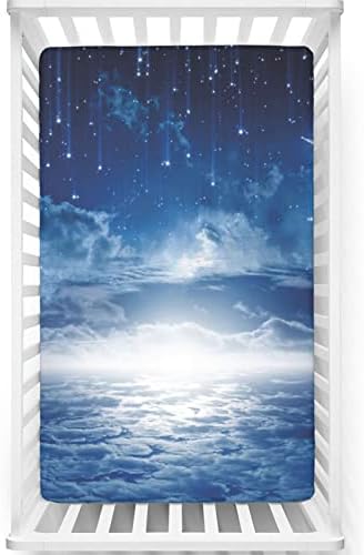 Folha de berço com tema do céu noturno, lençol padrão de colchão de berço padrão folha de colchão de materia